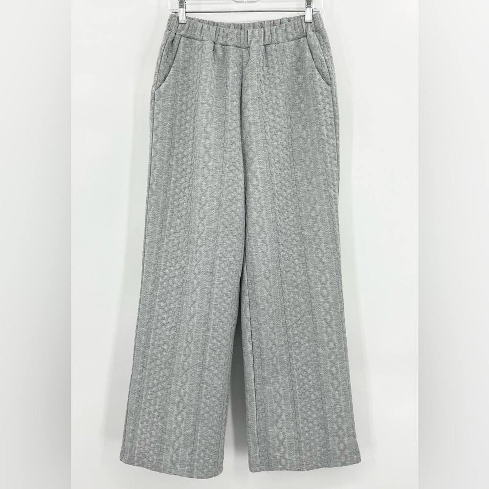 NWT Cider Gray Textured Knit Wide Leg Lounge Pant Size Medium